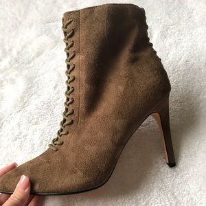 Brown lace up booties